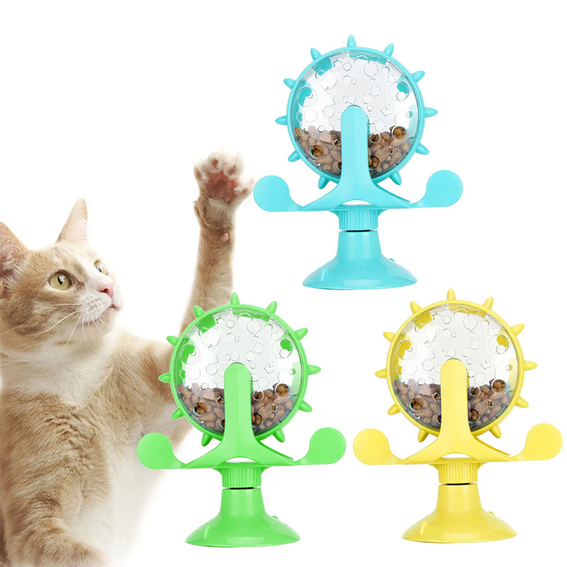 Food Snacks Distribution - Rotating Windmill Style Cat Food Funnel