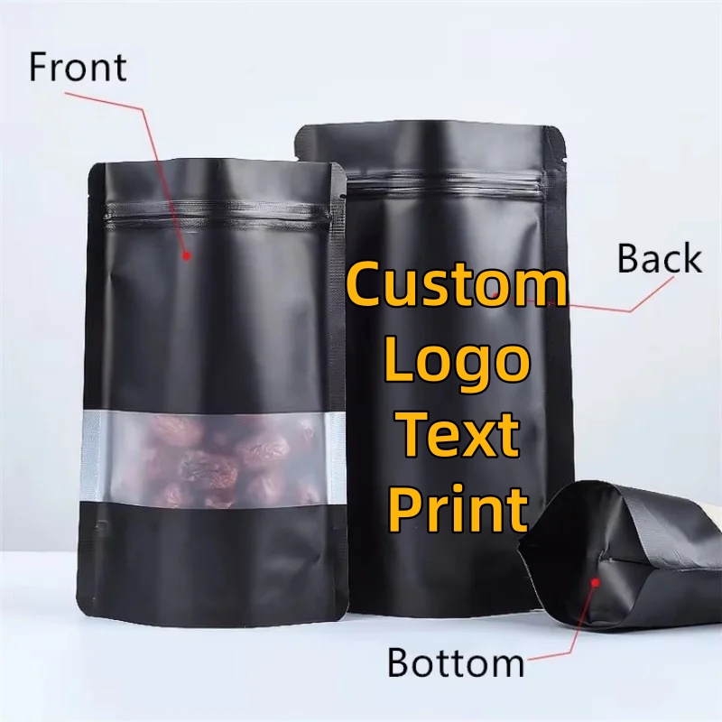 Food Or Snacks - 100PCS Stand-up Matte Black Aluminum Foil