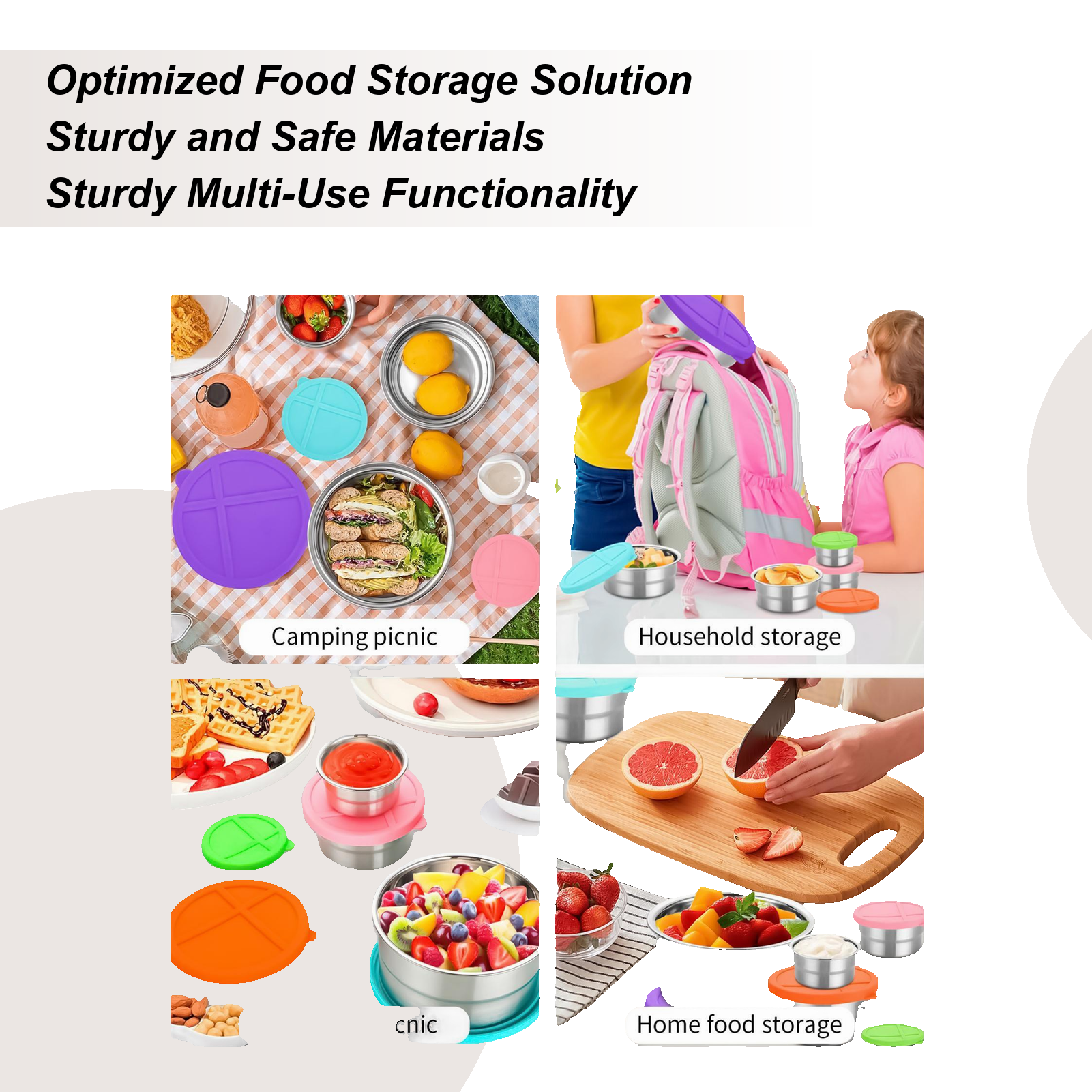 Food Snacks For Picnic - Stainless Steel Lunch Container 5 Pieces