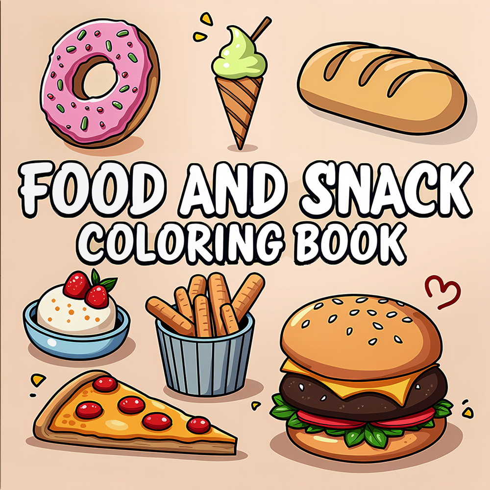 Food Y Snacks Coloring Book - FOOD AND SNACK Coloring Book For