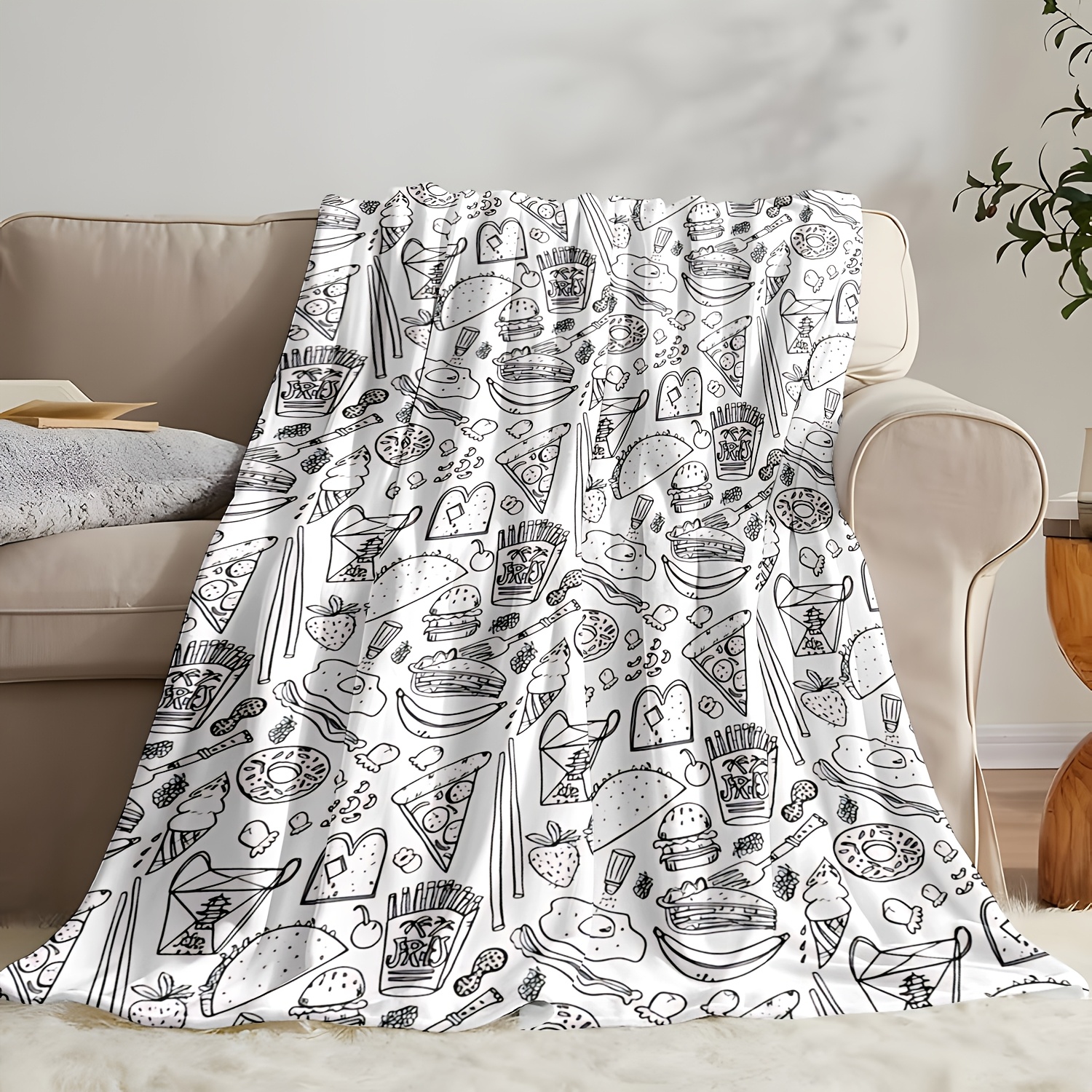 Food Y Snacks Coloring Book - Junk Food Coloring Book Flannel Blanket