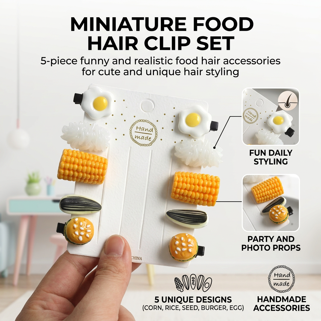 Mini Food Hair Clips Set Reali – обзор и цена Food Or Snacks