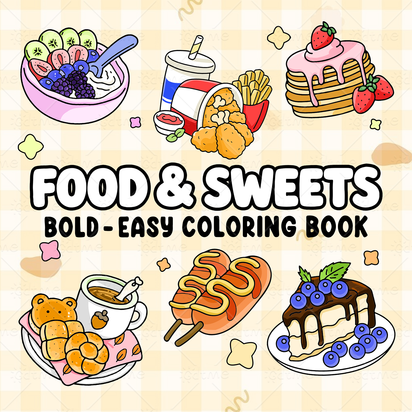 FOOD SWEETS Bold-easy Patterns – обзор и цена Food Y Snacks Coloring Book