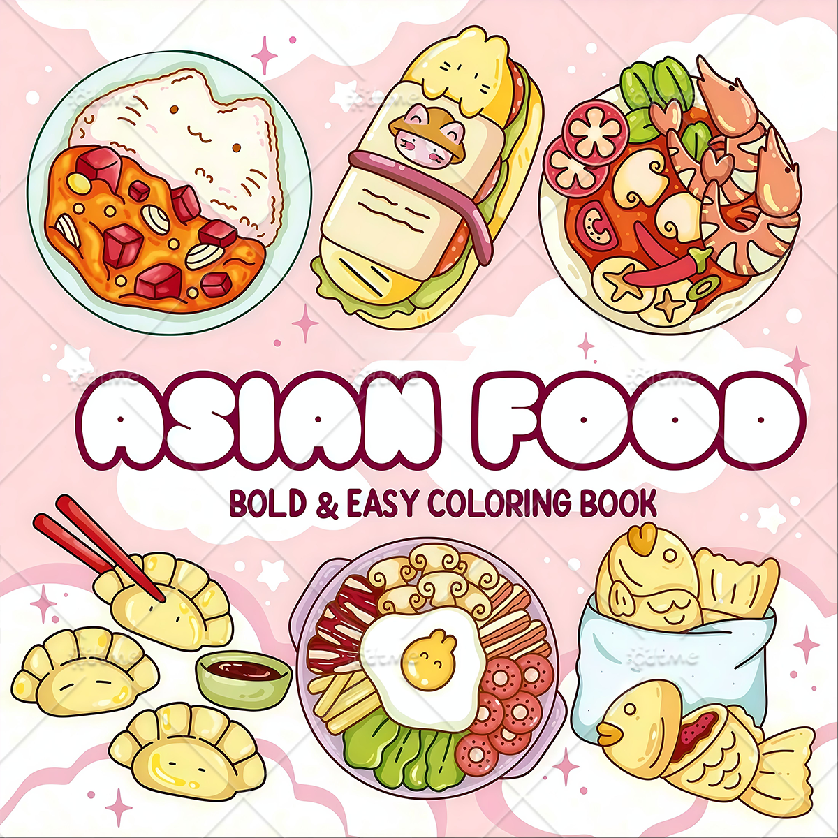 ASIAN Food Bold-easy Patterns  – обзор и цена Food Y Snacks Coloring Book