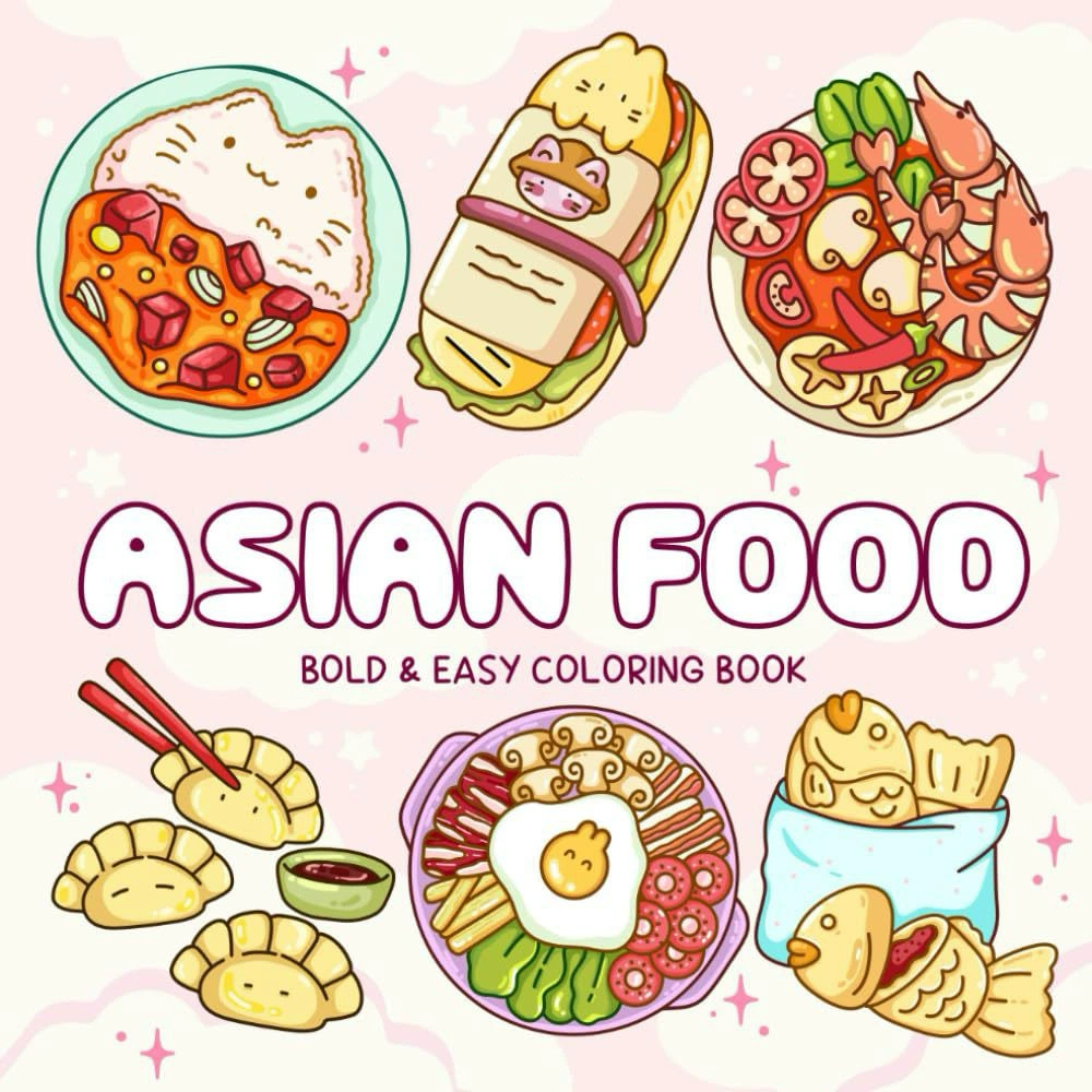 Asian Food Easy-bold Coloring  – обзор и цена Food Y Snacks Coloring Book